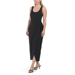 dress women knee length A-Line Stretch Deco Crepe Knee Length Dress, Indigo
